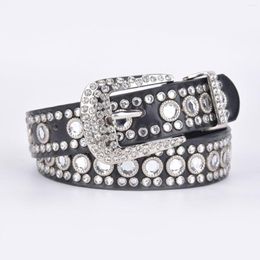 Belts Women Belt 2023 Fashion PU Leather Rhinestone Buckled Cinch Wide For Pants Dress 105cm