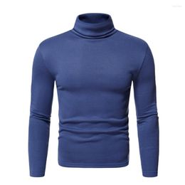 Men's T Shirts 2023 Autumn And Winter High Collar T-shirt Casual Solid Long Sleeve Slim