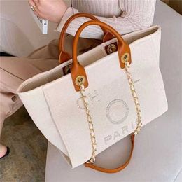 Cheap 80% Off Luxury Women's Hand Canvas Beach Bag Tote Handbags Classic Large Backpacks Capacity Small Chain Packs Big Crossbody KXJ3 code 561