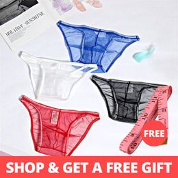 4Pcs Sexy Men Underwear Briefs Transparent Men's Underpants Bikini Sissy Cueca Male Panties Mesh Gay Man Underwear M0002264z