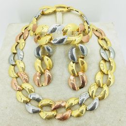 Necklace Earrings Set Wholesale Dubai Gold Jewelry Women's Fashion Boutique Wedding 24k Design