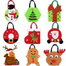 Felt Christmas Goody Bag Reusable Tote Candy Bags with Handles Xmas Gift Bags for Kids Girls Women Holiday Party Supplies