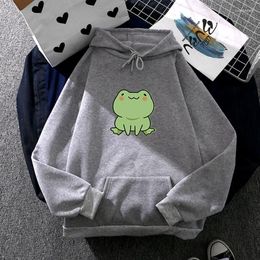 Women's Hoodies Spring Cute Printing Frog Sweatshirt With Large Front Pocket Hoodie Autumn Causal Ladies Pullover Women