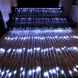 6X3M 3X3M Waterfall Curtain Fairy String Light Water Flow Meteor Shower Rain Light el Restuarant Window Icicle Light 220V-240V3421