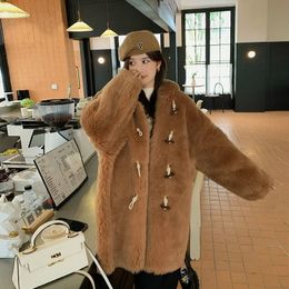 Women's Fur Faux Fur Women Winter Fashion Long Sheep Shearing Coats Female Real Lamb Fur Jackets Ladies Solid Real Fur Hooded Overcoats O514 230915