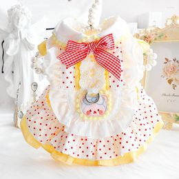 Dog Apparel Clothes Spring Summer Thin Princess Dress Cute Polka Dot Bear Can Traction Lolita Chihuahua Yorkshire Cat