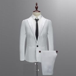 Men's Suits & Blazers White Formal Custom Wedding Tuxedo Casual Men Business Latest Fashion Dinner Prom 3 Pieces Blazer Vest 2711