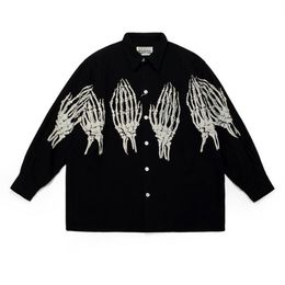 Men's Casual Shirts 2022 Men Luxurious WACKO MARIA Jean Skull Hand Fashion Cotton Shirt High Pocket Long-sleeves S 2XL #A222179F