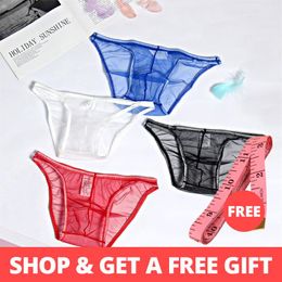 4Pcs Sexy Men Underwear Briefs Transparent Men's Underpants Bikini Sissy Cueca Male Panties Mesh Gay Man Underwear M0002219A