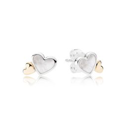 Authentic Luminous Hearts Stud Earrings S925 Sterling Silve Fine Jewellery Fits European Style Designer Earrings 290697MOP