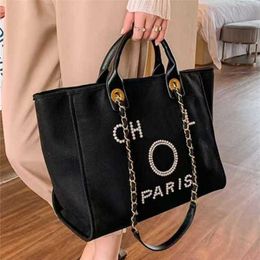 Women's Luxury Hand Canvas Beach Bag Tote Handbags Classic Large Backpacks Capacity Small Chain Packs Big Crossbody CV0C H90