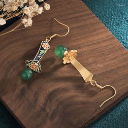 Dangle Earrings Green Jade Ruyi Luxury Natural Charm Amulets Fashion Jewellery Women Stone Jadeite Accessories Amulet 925 Silver