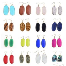 Charm Southwest Style Oval Natural Gem Womens Earrings Charming Jewelry Gift For Wife Sisters Girlfriend Drop Delivery Dhgarden Dh5Aj