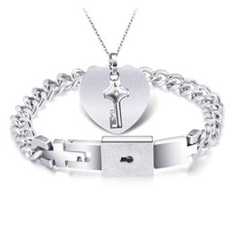 Bracelet Necklace Concentric Lock Couple Bracelet Double Buckle Student Men And Women Key Necklace Romantic Confession Tit Dhgarde2142
