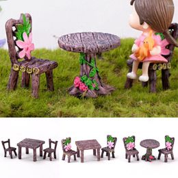 Garden Decorations Miniature Table And Chairs Set Creativity Micro Landscape Decor Fairy Furniture Ornaments Succulents Bonsai 2023