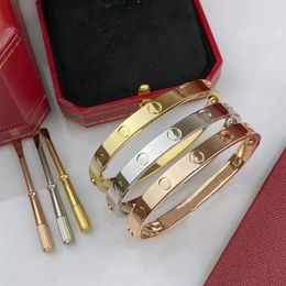 Luxury Screwdriver Love Cuff Bracelet Fashion Unisex Couple Bangle 316L Stainless Steel 18K Real Gold Plated Jewelry3028