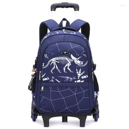 School Bags Waterproof For Boys Trolley Schoolbag Kids' Luggage Book Men Backpack With 6 Wheels Stairs Mochila Escolar Sac