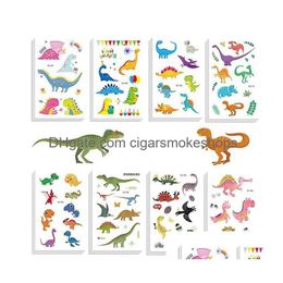 Party Favor Cool Dinosaur Temporary Tattoo Stickers Favors Goodie Bags Kids Birthday Cartoon Animal Waterproof Tatoo Sticker Decoratio Dhil7