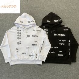 Pop ups full of letters terry cotton drawstring loose versatile casual men and women fashion hoodie