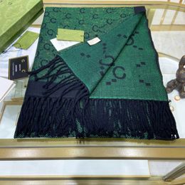 Big fashion all-match new gold line double-sided shawl Cashmere comfort green scarf Gift set