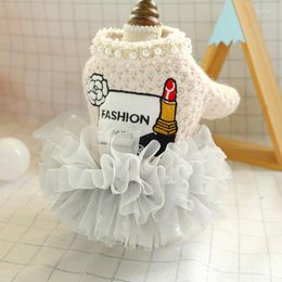 Dog Apparel Princess Pet Dress Dogs Clothes Autumn Winter Warm Sweater Splices Skirt For Chihuahua Wedding Party Dresses Kitten Coats
