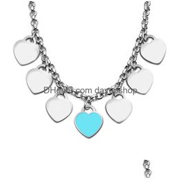 Heart Necklace Woman Stainless Steel Couple Pendant Jewellery On The Neck Valentine Day Christmas Gifts For Girlfriend Wholesale Drop Delivery