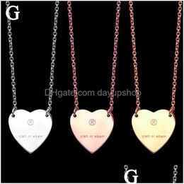 G Gold Heart Necklace Female Stainless Steel Couple Rose Chain Pendant Jewelry On The Neck Gift For Girlfriend Accessories Wholesale Drop De