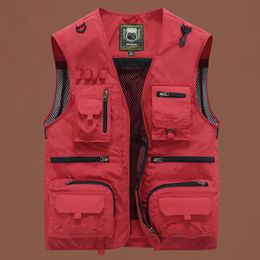 Men's Vests Summer Unloading Men US Tactical Hiking Fishing Vest Pographer Waistcoat Mesh Cargo Sleeveless Jacket Tools Pocket 5XL 230915