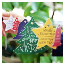 Christmas Decorations 1 Set 14Pcs Creative Cute Small Card Pendant Bell Tree Star Packaging Mticolor Wholesale Drop Delivery Home Gard Dhypb