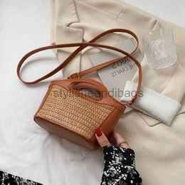 Totes Bags Color woven texture simple shoulder crossbody straw bag Comfortable Style Handbag03 stylisheendibags