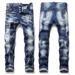 2021 sell Mens Badge Rips Stretch Designer Jeans Distressed Ripped Biker Slim Fit Washed Motorcycle Denim Men s Hip Hop Fashio236G