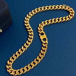 New designed Triomphe Pendant Thick chain necklace Cuban link bracelet Brass Gold plated women Designer Jewellery Sets HXCE15