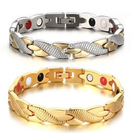 092 Stainless steel magnet bracelet gold 18K female fashion Jewellery bangle choose Colour 7mm 20cm243D