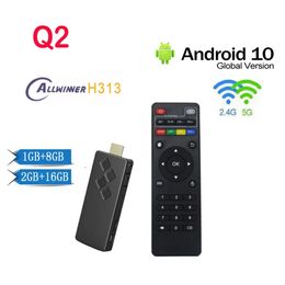 Q2 Android 10.0 TV 10 4K Allwinner H313 Smart 2.4G/5G Dual WiFi Smart T H.265 Media Player Receiver TV Stick MINI Dongle