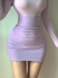 Skirts WOMENGAGA Spring Lady Ruffles Fashion Elegant High Waist Slim Hip Skinny Solid Colour Mini Skirt Sexy Korean Women I3CY