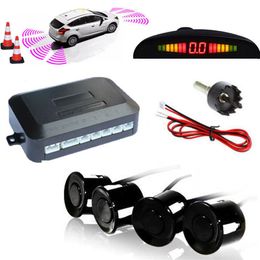New DC12V LED BIBIBI Car Parking 4 Sensors Auto Car Reverse Backup Rear Buzzer Radar System Kit Sound Alarm177N