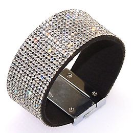 Full Crystal Magnetic Wrap Bracelet Rhinestone Bling Bracelet Wrap Magnetic Clasp Bracelet284Q