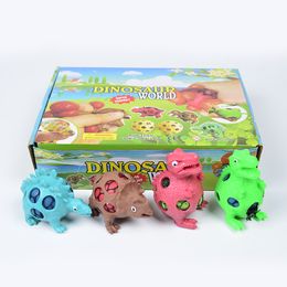 12pcs/lot TPR Creative Novelty Toys Dinosaur Vent Ball Squeeze Stress Relief Ball Grid Grape Hand Fidget Dinosaurs Rising Decompression Toy Adults Kids Gift 2680