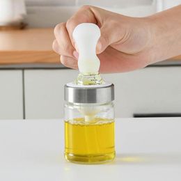 Tools 1 Pcs Portable Silicone Oil Bottle With Brush Grill Outdoor Baking Glass Supplies Kitchen Cooking Barbecue