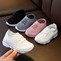 Athletic Outdoor Baby Sneakers Kids Shoes Anti-slip Soft Rubber Bottom Sneaker Girls Boys Solid Stretch Mesh Sport Running 230915