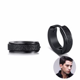 Pair of Black Stainless Steel Hoop Earrings for Men Small Earings Punk Hip Hop Male Women Jewelry256y