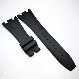 28mm - 18mm Black Rubber Watch Band Strap Bracelet For AP Royal Oak Offshore 42mm Models298e