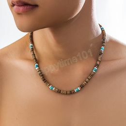 Small Wood Beads Chains Short Choker Necklace Men Trendy Beaded Chains on Neck Accessories 2023 Fashion Jewelry