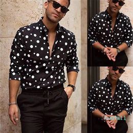 fashion-Polka Dot Mens Designer Shirt Autumn Long Sleeve Casual Mens Dress Shirts Style Homme Clothing2218