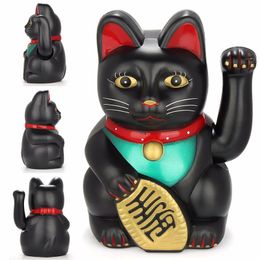 New 1Pcs 17 85m Big Black Classic Lucky Wealth Electric Wink Cat Waving Cat Beckoning Maneki Feng Shui Crafts Home Decor Gifts284J