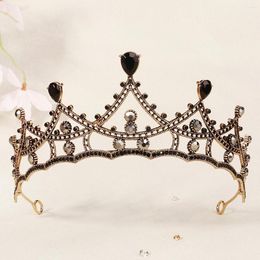 Hair Clips Effly Black Rhinestone Baroque Style Tiara And Crown For Wedding Women Bride Crystal Gold Frame Headwear Holiday Gift Friend