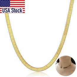 Chains Chic Flat Snake Link Choker Gold Color Collar Stainless Steel Necklace For Women Herringbone Chain High Quality Jewelry DN2272M