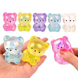 Aurora Maltose Material Cute Glitter Squeeze Bear Fidget Toys Mini Mochi Slow Rising Toy Hand Stress Relief Novelty Vent Ball Decompression Bear 2681