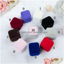 Jewellery Boxes Fashion Gift Packaging 10 Colours Square Shape Veet Engagement Couple Rings Classic Luxury Show Case Box Drop Delivery Pa Dh37U