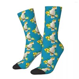 Men's Socks Hip Hop Vintage White Cockatoo Tropical Parrot Crazy Compression Unisex Pet Bird Street Style Crew Sock Boys